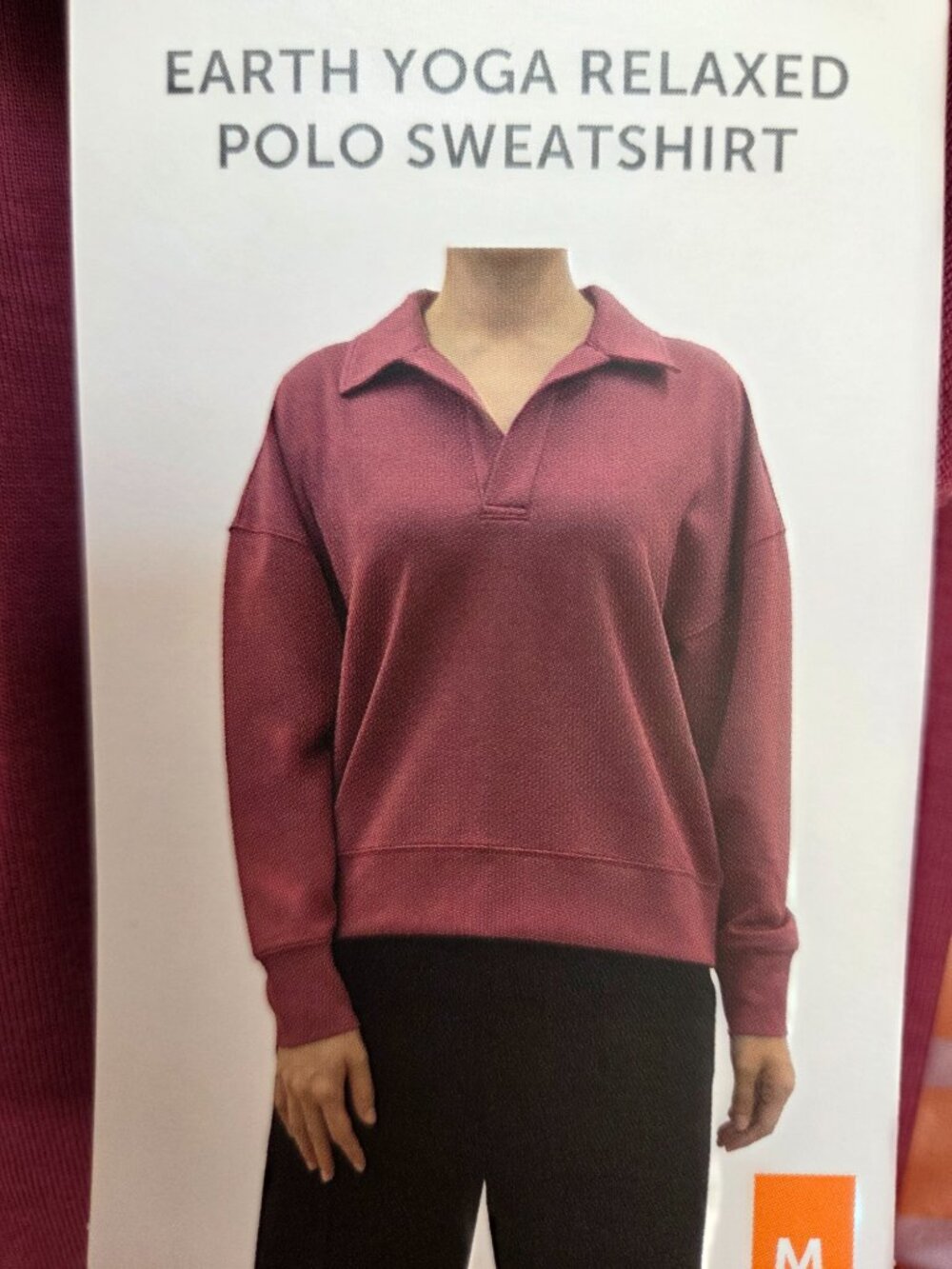 Women’s Earth Yoga Size M Relaxed Polo Sweatshirt Dry Rose  Eco-Friendly Cozy